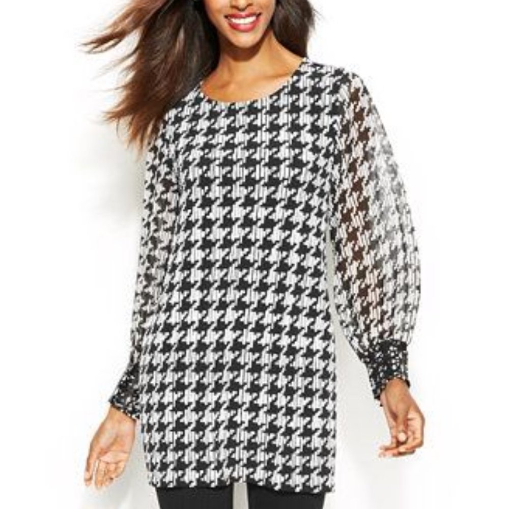Alfani Monochrome Houndstooth Tunic XL